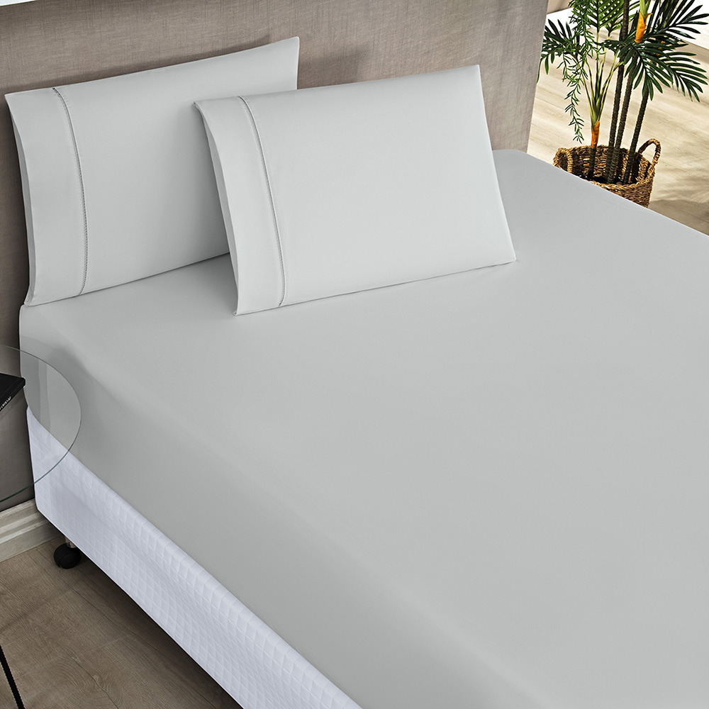 Jogo De Lençol Cama King 3 Peças Elegance Percale 200 Fios Toque Macio Detalhes Ponto Palito