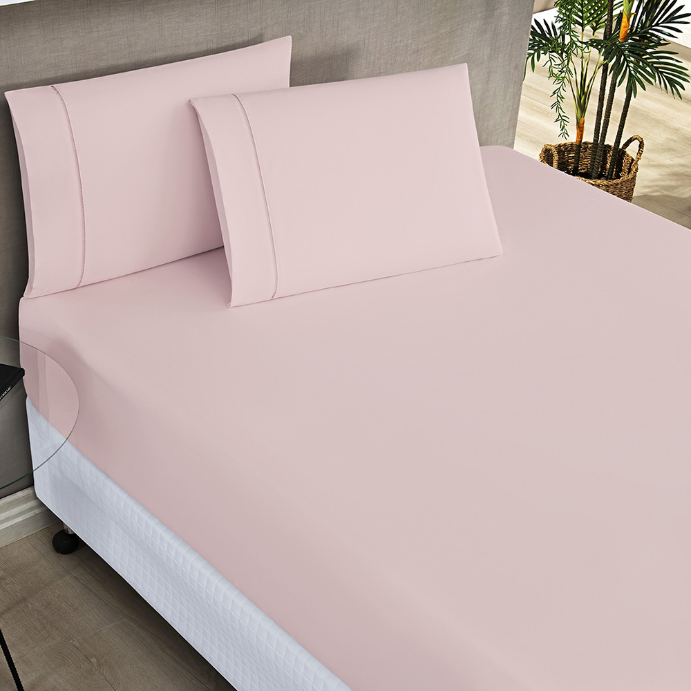 Jogo De Lençol Cama Queen 3 Peças Elegance Percale 200 Fios Toque Macio Detalhes Ponto Palito