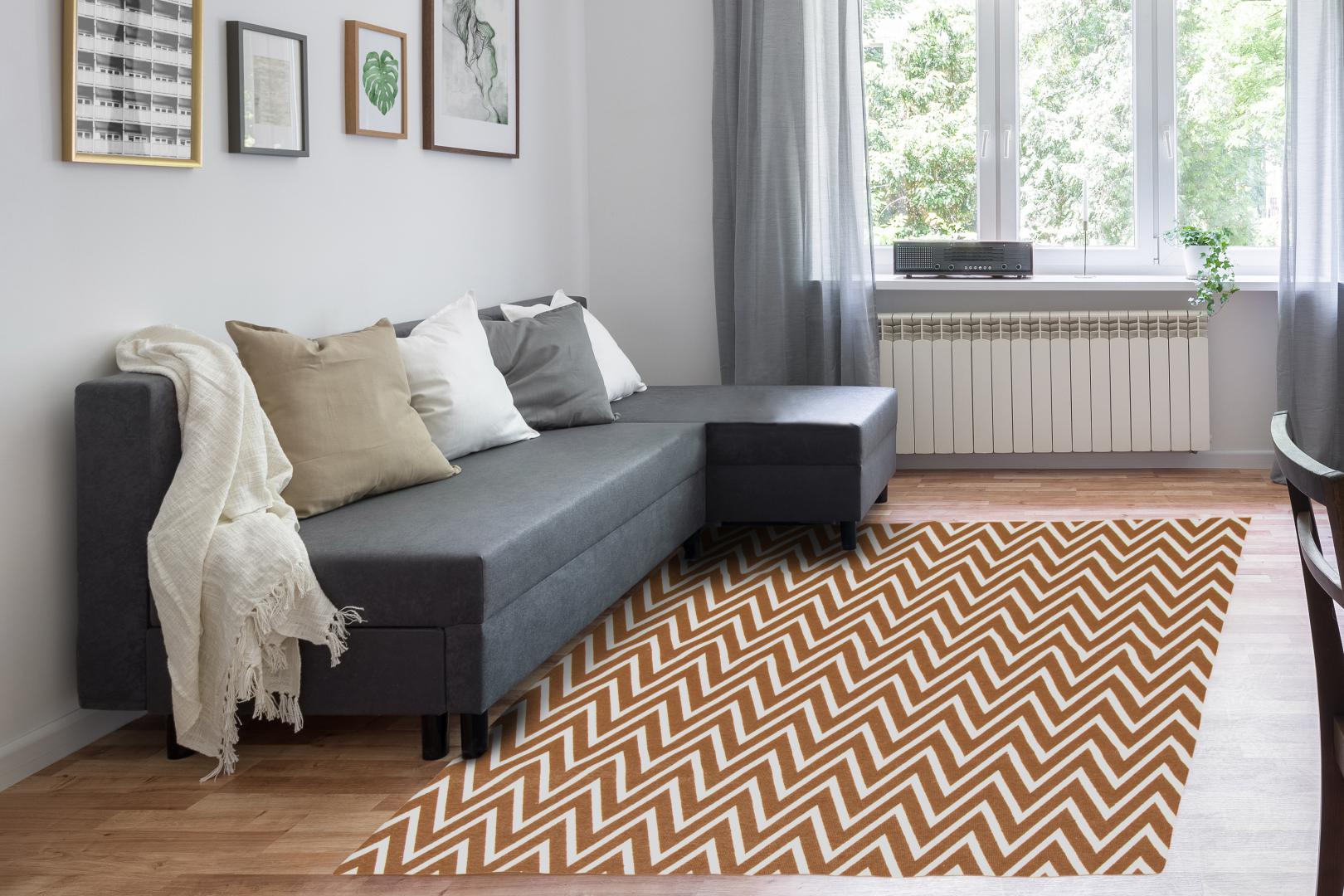 Tapete Para Sala ou Quarto 1,00M x 1,32M Antiderrapante Chevron Zig Zag