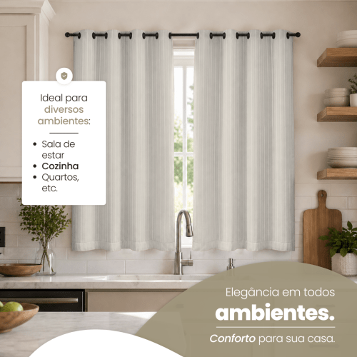 Cortina Blackout + Tecido Voil 2,00M x 1,30M Corta Luz Total