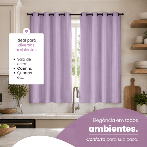 Cortina Blackout + Tecido Voil 2,00M x 1,30M Corta Luz Total