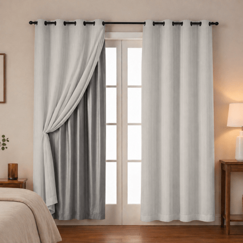 Cortina Blackout + Tecido Voil 2,00M x 1,30M Corta Luz Total