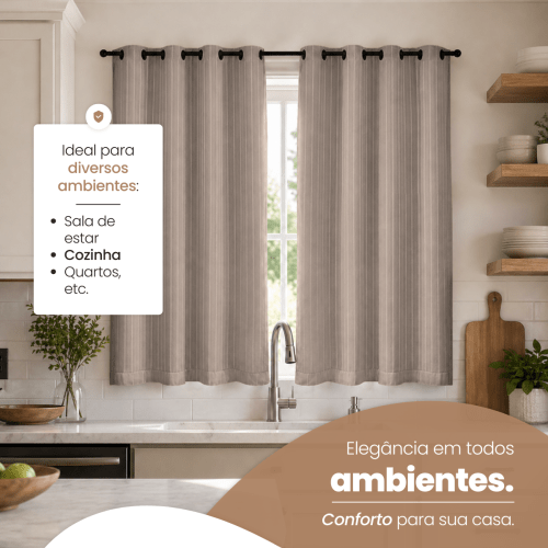 Cortina Blackout + Tecido Voil 2,00M x 1,40M Corta Luz Total