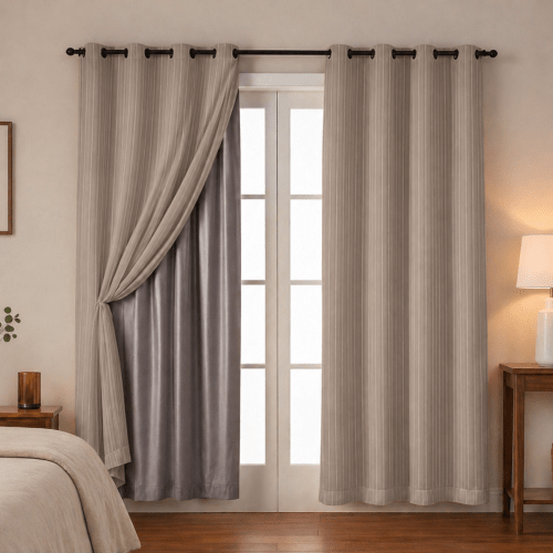 Cortina Blackout + Tecido Voil 2,00M x 1,40M Corta Luz Total