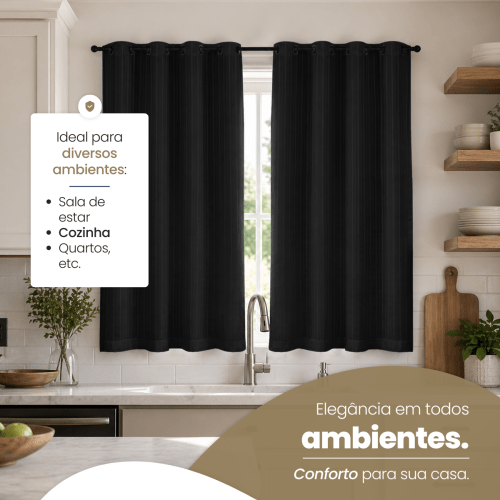 Cortina Blackout + Tecido Voil 2,00M x 1,30M Corta Luz Total