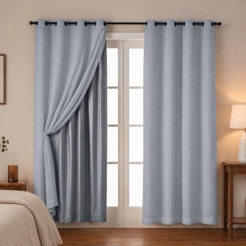 Cortina Blackout + Tecido Voil 2,00M x 1,30M Corta Luz Total