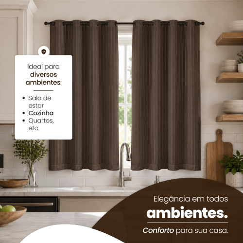 Cortina Blackout + Tecido Voil 2,00M x 1,30M Corta Luz Total
