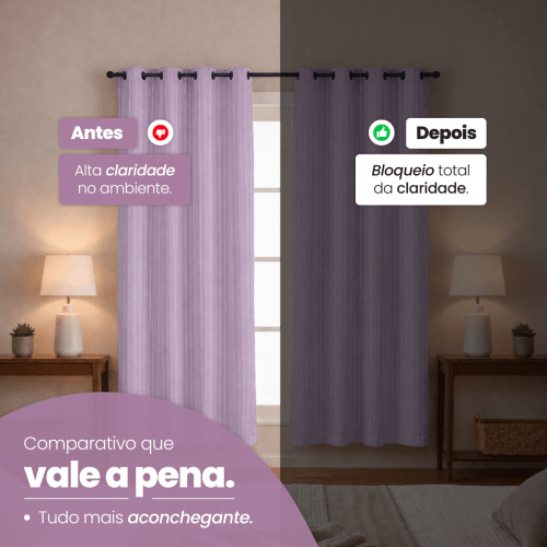 Cortina Blackout + Tecido Voil 2,00M x 1,30M Corta Luz Total