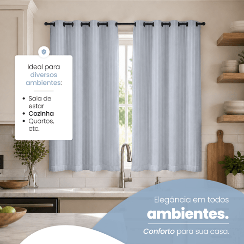 Cortina Blackout + Tecido Voil 2,00M x 1,30M Corta Luz Total