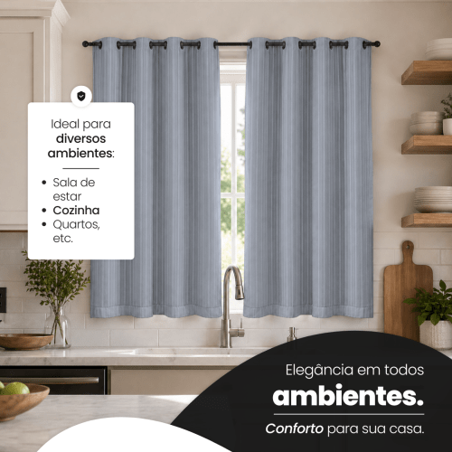 Cortina Blackout + Tecido Voil 2,00M x 1,30M Corta Luz Total