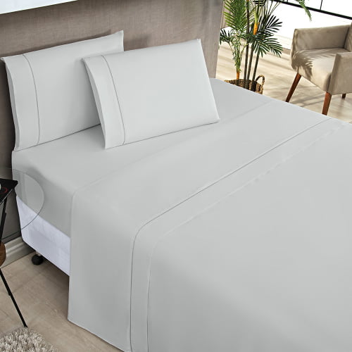 Jogo De Lençol Cama Casal Padrão 4 Peças Elegance Percale 200 Fios Toque Macio Detalhes Ponto Palito