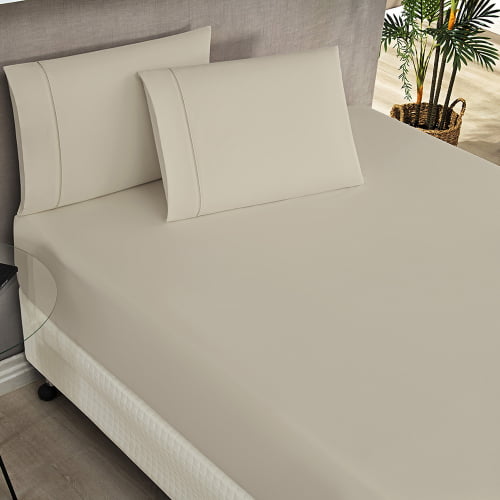 Jogo De Lençol Cama Queen 4 Peças Elegance Percale 200 Fios Toque Macio Detalhes Ponto Palito