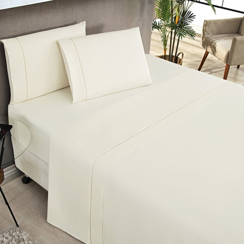 Jogo De Lençol Cama Queen 4 Peças Elegance Percale 200 Fios Toque Macio Detalhes Ponto Palito