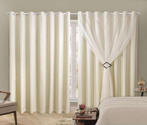 Cortina Blackout Com Voil Liso Para Sala ou Quarto 3,00m x 2,40m