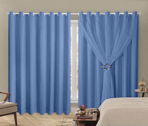 Cortina Blackout Com Voil Liso Para Sala ou Quarto 3,00m x 2,80m