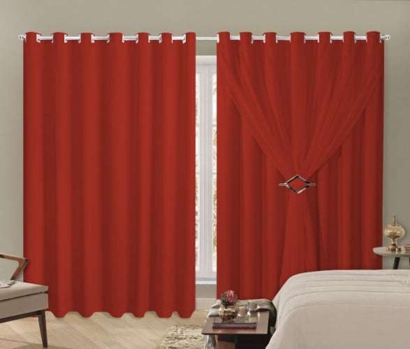 Cortina Blackout Com Voil Liso Para Sala ou Quarto 4,00m x 2,50m