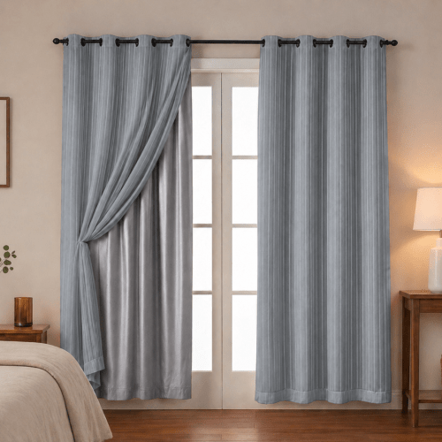 Cortina Blackout + Tecido Voil 2,00M x 1,30M Corta Luz Total