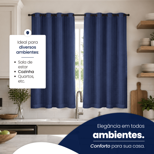 Cortina Blackout + Tecido Voil 2,00M x 1,30M Corta Luz Total
