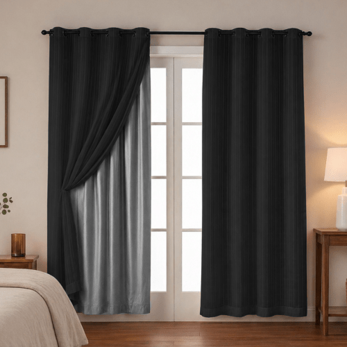 Cortina Blackout + Tecido Voil 2,00M x 1,30M Corta Luz Total