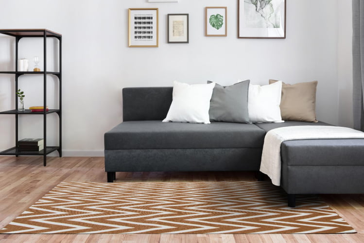 Tapete Para Sala ou Quarto 1,00M x 1,32M Antiderrapante Chevron Zig Zag